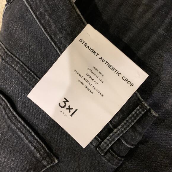 3x1 Straight Authentic Crop Black Elise Jeans 30 - Picture 14 of 14